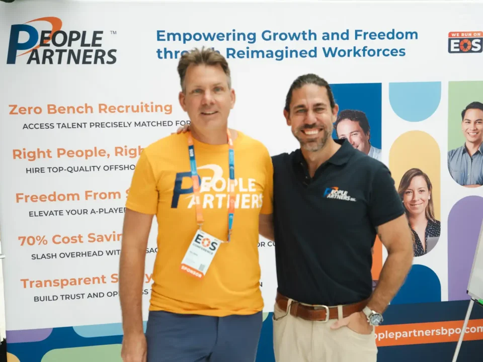 Reuben Brennan, CEO of PeoplePartners, and Anthony Rice, Co-Founder and CGO, at the PeoplePartners booth during the EOS Conference 2025.