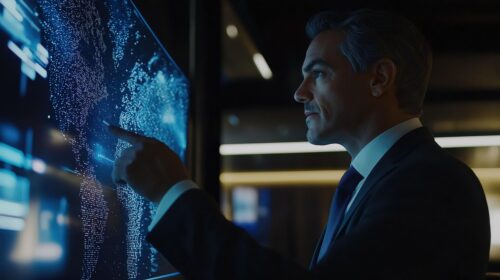 analyzing data on a digital screen using AI powered insights