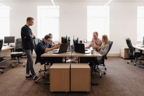 Employees in an office working