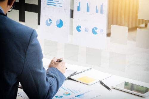 Man working with Key Performance Indicator