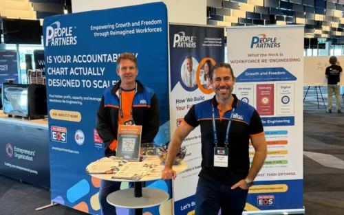 Anthony Rice and Reuben Brennan at PeoplePartners booth during 2026 EOS Conference APAC
