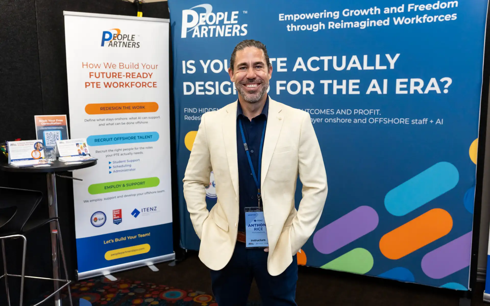 PeoplePartners' Anthony Rice at ITENZ workforce re-engineering booth