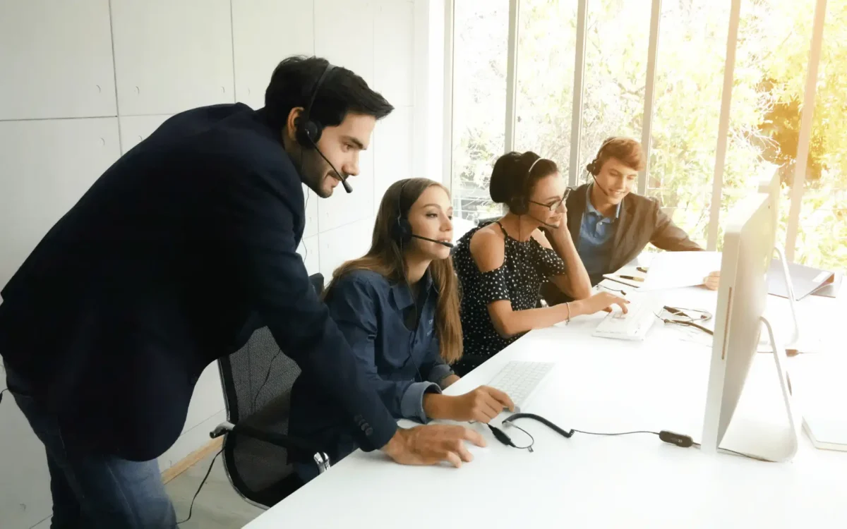 Customer Support Team working together