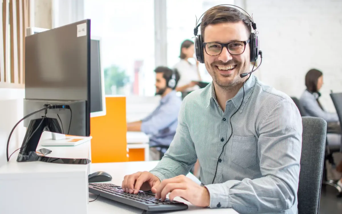 Remote Customer Service Staff making calls