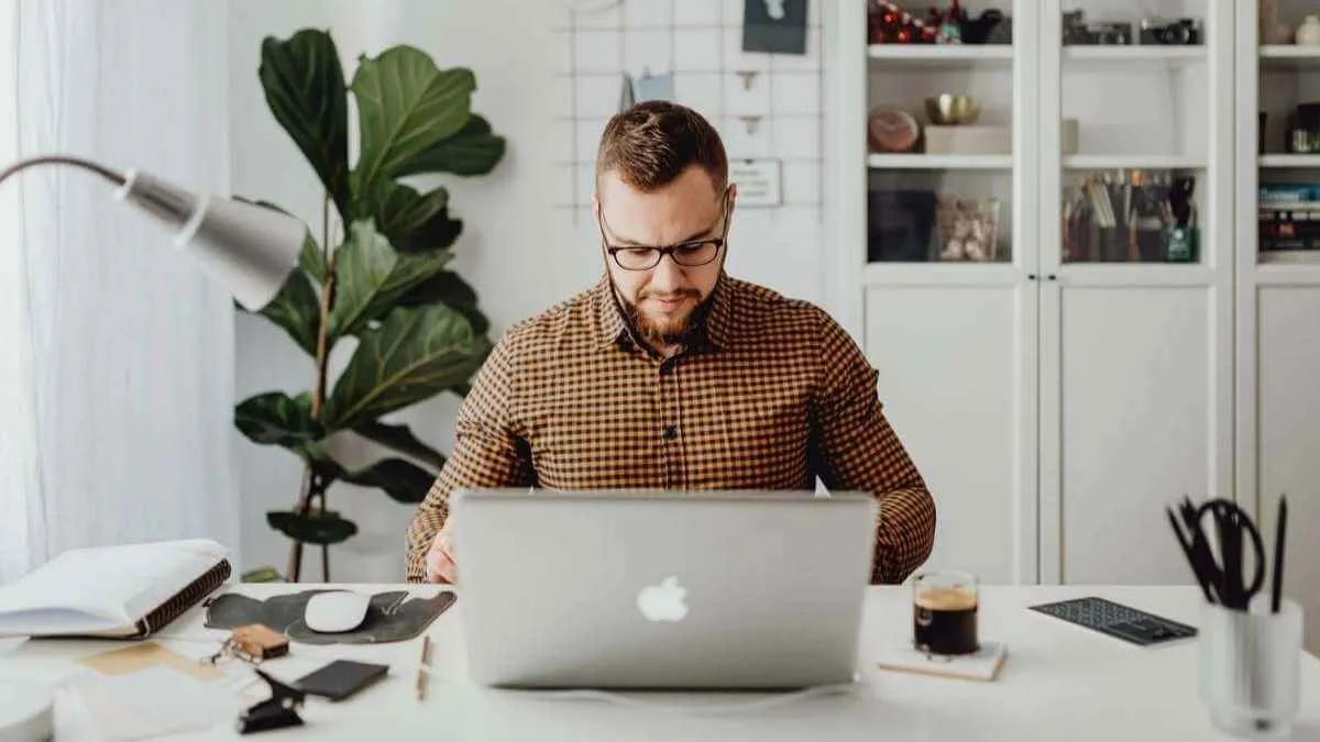 man working on a laptop