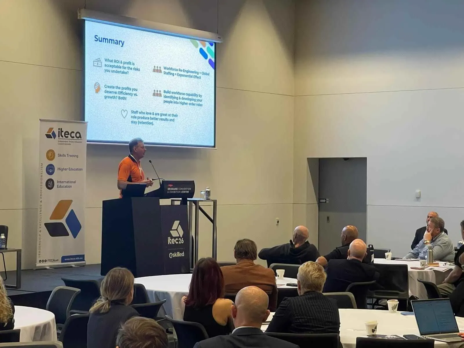 Reuben Brennan presents workforce re-engineering at ITEC26 conference.